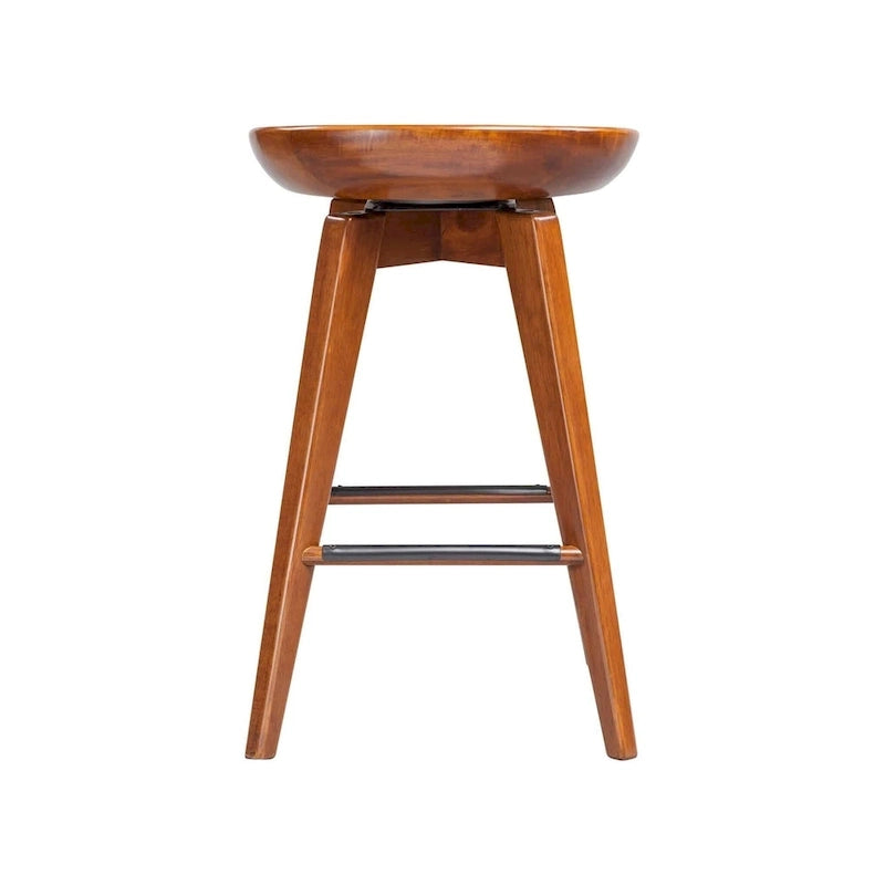 Taburete de bar de interior giratorio, de madera y sin respaldo