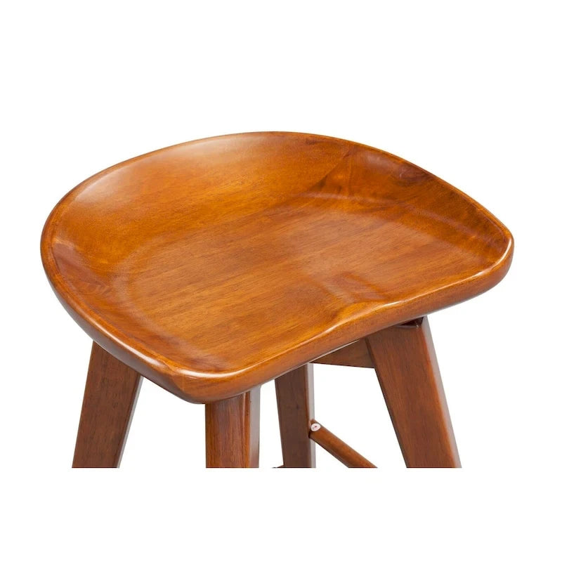 Taburete de bar de interior giratorio, de madera y sin respaldo