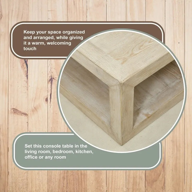 Mesa de centro cuadrada de madera encalada blanca envejecida, enmarcada, para interiores, de 39.4L