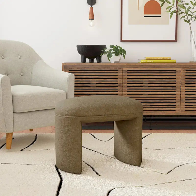 Otomana blanca de estilo minimalista