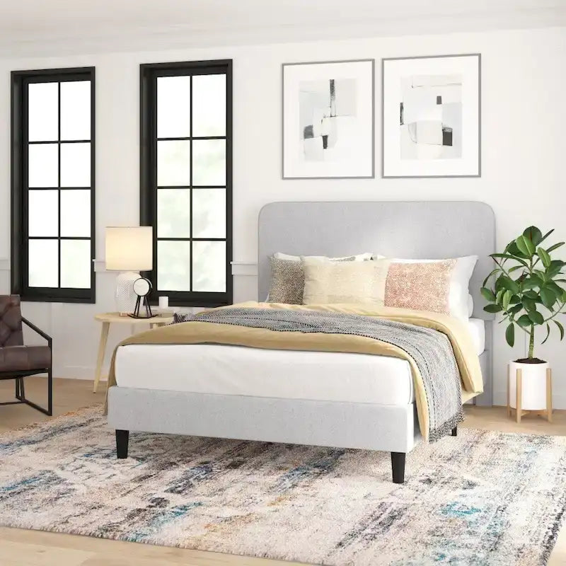 Łóżko na platformie z zagłówkiem - nie wymaga stelaża
