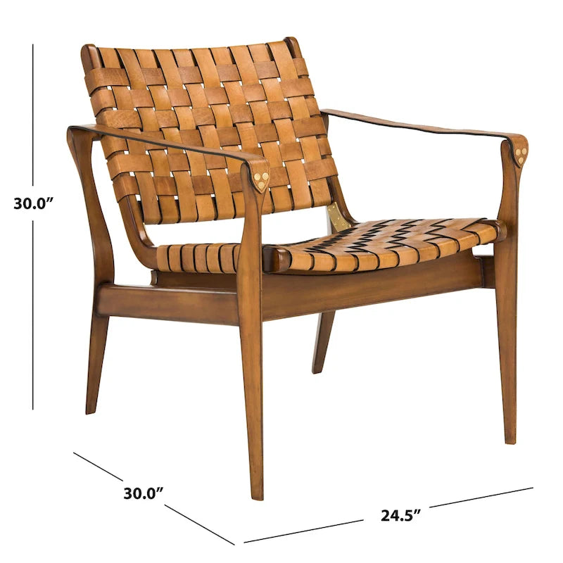 Silla safari de cuero - 24.5 W x 30 L x 30 H - 25W x 30D x 30H