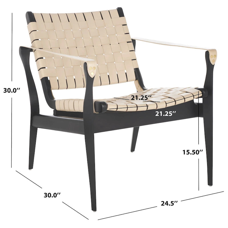 Silla safari de cuero - 24.5 W x 30 L x 30 H - 25W x 30D x 30H