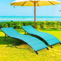 Juego de 2 sillas chaise longue plegables de mimbre para descansar, con - 81x 23.5x 20