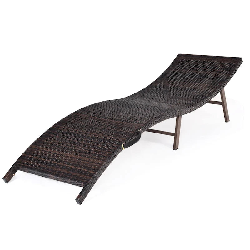 Juego de 2 sillas chaise longue plegables de mimbre para descansar, con - 81x 23.5x 20