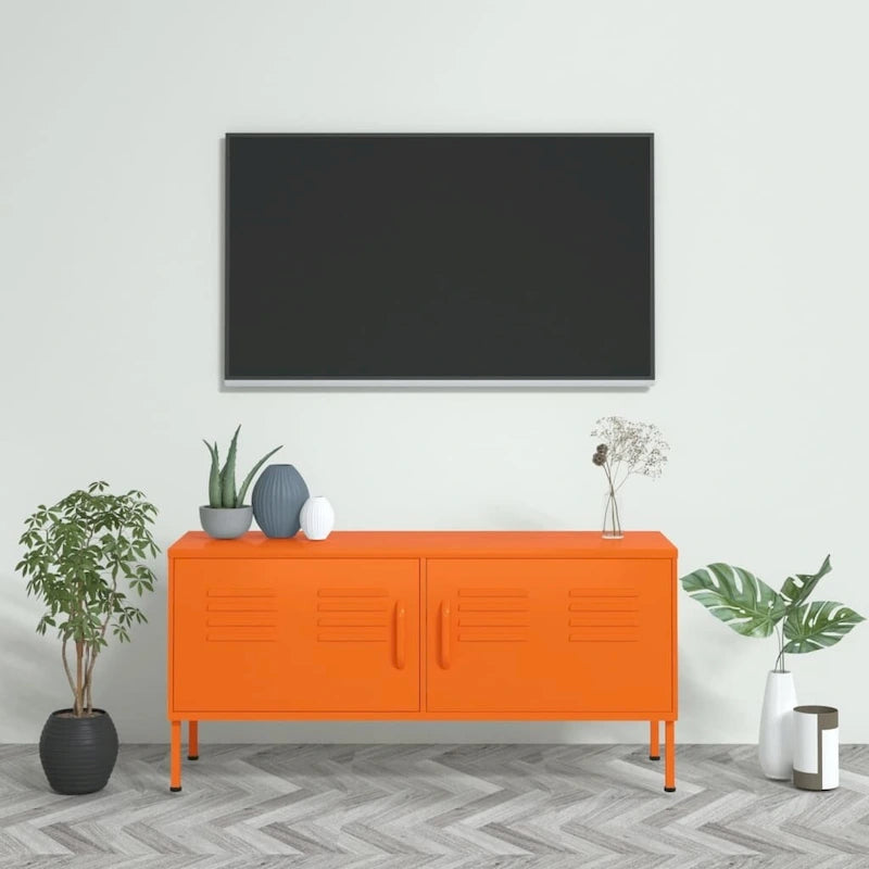 Mobile TV, unità TV, credenza, console TV per casa, mobile multimediale, armadietto in acciaio - 41.3 x 13.8 x 19.7