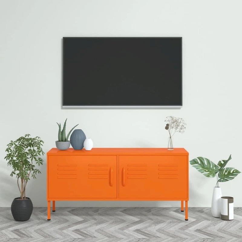 Mobile TV, unità TV, credenza, console TV per casa, mobile multimediale, armadietto in acciaio - 41.3 x 13.8 x 19.7