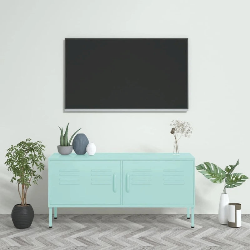 Mobile TV, unità TV, credenza, console TV per casa, mobile multimediale, armadietto in acciaio - 41.3 x 13.8 x 19.7