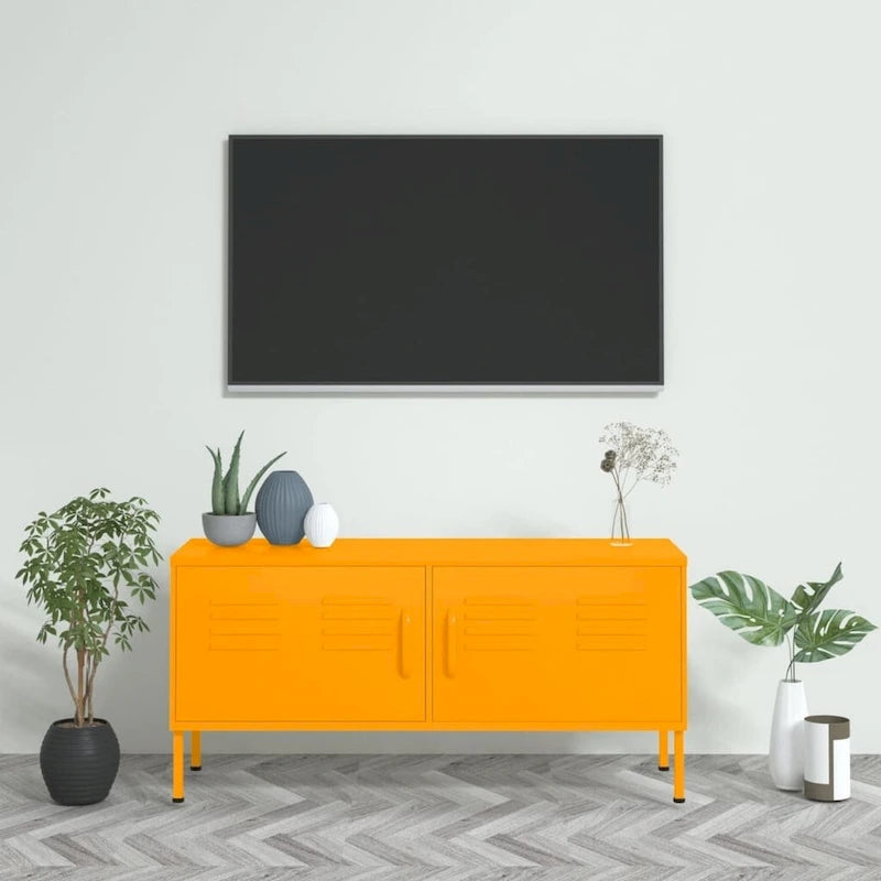 Mobile TV, unità TV, credenza, console TV per casa, mobile multimediale, armadietto in acciaio - 41.3 x 13.8 x 19.7