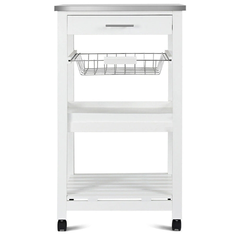 Carrito de cocina con ruedas, cesta de almacenamiento y cajones - 18.5 x 14.5 x 33 ( L x W x H )