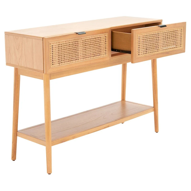 Mesa consola de ratán con 2 cajones - 42 pulgadas de ancho x 14 pulgadas de profundidad x 31 pulgadas de alto - 42Wx14Dx31H