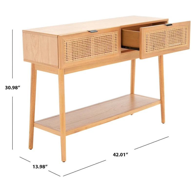 Mesa consola de ratán con 2 cajones - 42 pulgadas de ancho x 14 pulgadas de profundidad x 31 pulgadas de alto - 42Wx14Dx31H