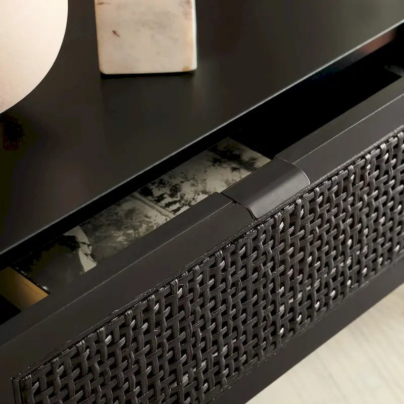 Mesa consola de ratán con 2 cajones - 42 pulgadas de ancho x 14 pulgadas de profundidad x 31 pulgadas de alto - 42Wx14Dx31H