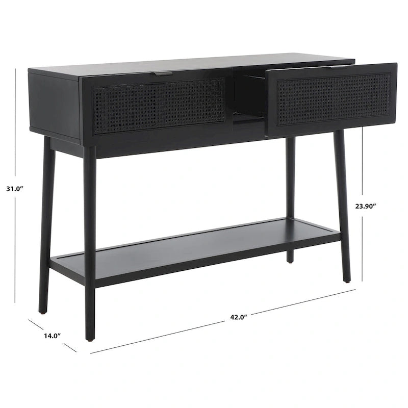 Mesa consola de ratán con 2 cajones - 42 pulgadas de ancho x 14 pulgadas de profundidad x 31 pulgadas de alto - 42Wx14Dx31H
