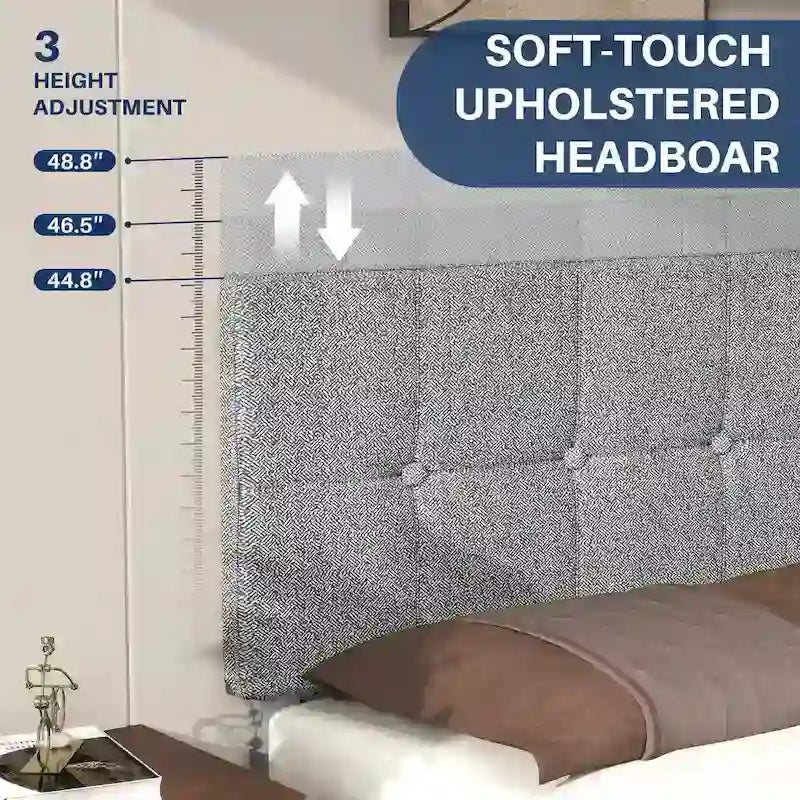 Letto a piattaforma in legno con testiera, senza necessità di rete a doghe
