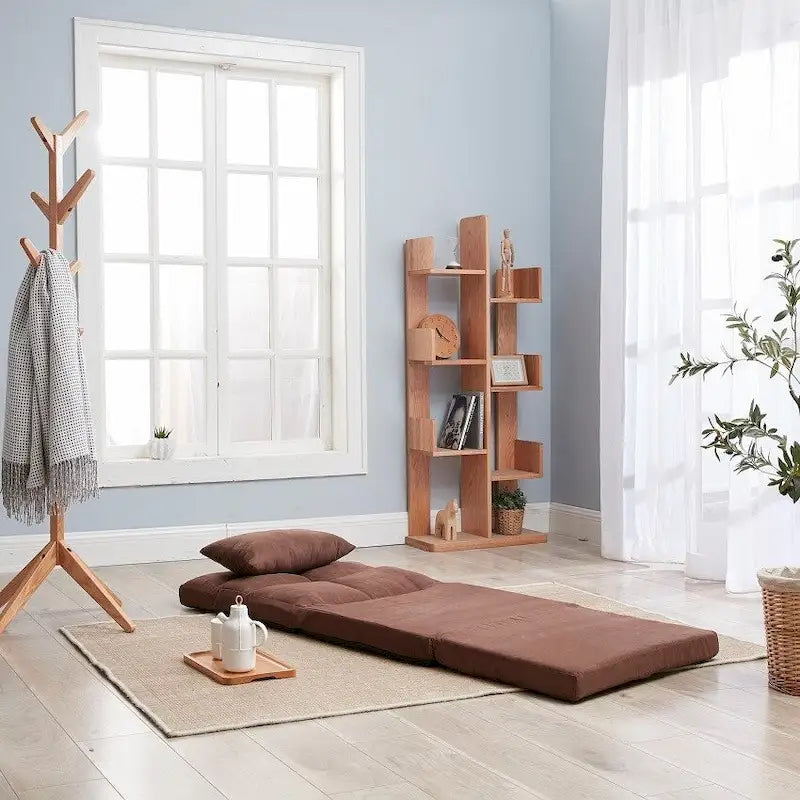 Sofá cama triple plegable, sofá de suelo ajustable con una almohada y 5 posiciones reclinables