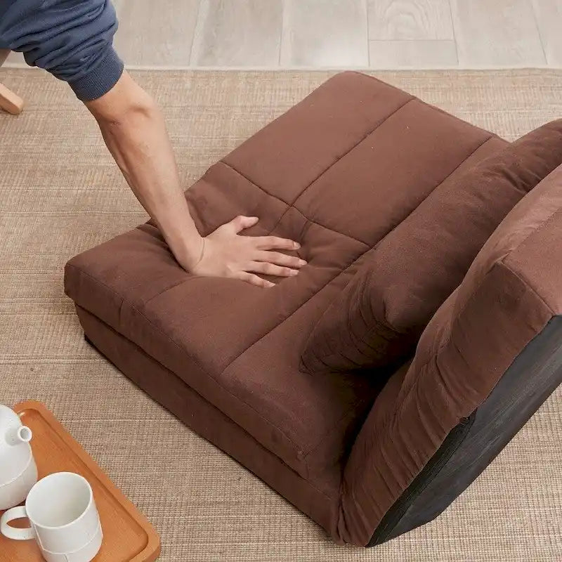 Sofá cama triple plegable, sofá de suelo ajustable con una almohada y 5 posiciones reclinables