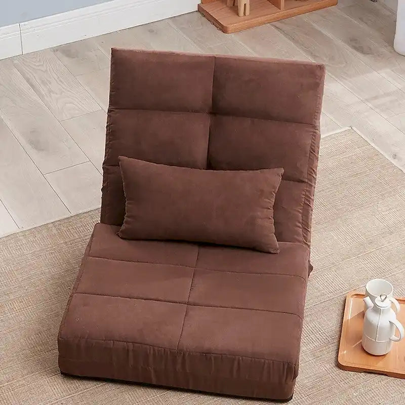 Sofá cama triple plegable, sofá de suelo ajustable con una almohada y 5 posiciones reclinables