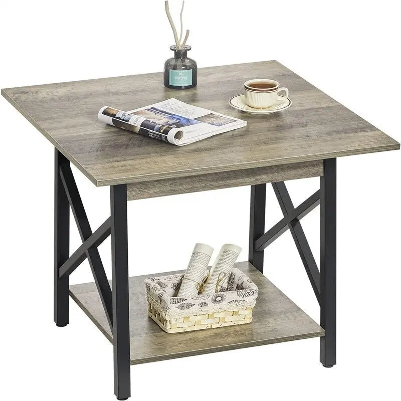 Mesa auxiliar de 24 pulgadas con diseño industrial - mesa lateral grande - 23.62D x 23.62W x 23.43H