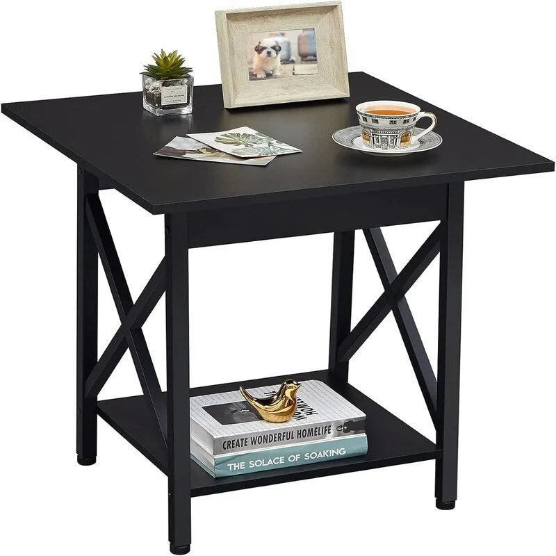 Mesa auxiliar de 24 pulgadas con diseño industrial - mesa lateral grande - 23.62D x 23.62W x 23.43H