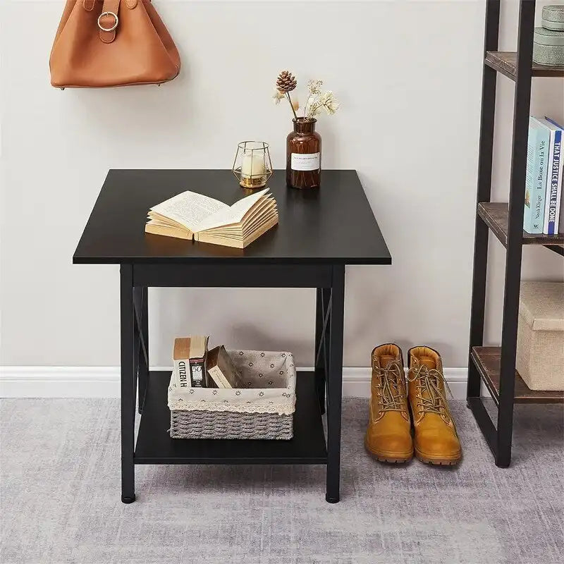 Mesa auxiliar de 24 pulgadas con diseño industrial - mesa lateral grande - 23.62D x 23.62W x 23.43H