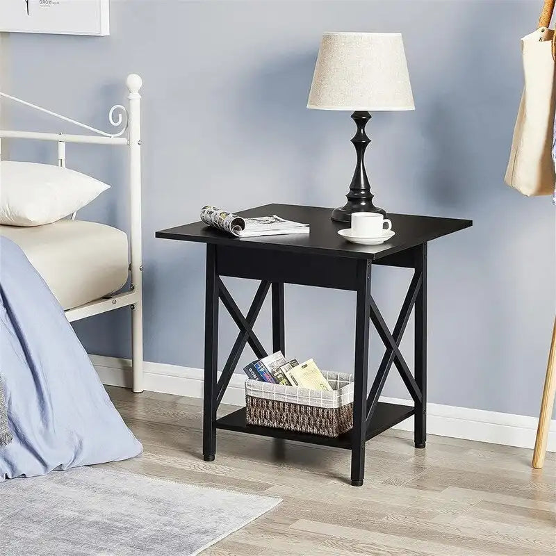 Mesa auxiliar de 24 pulgadas con diseño industrial - mesa lateral grande - 23.62D x 23.62W x 23.43H