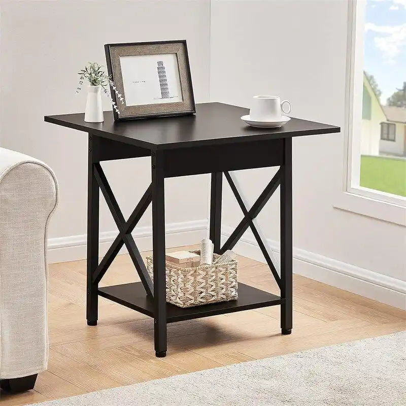 Mesa auxiliar de 24 pulgadas con diseño industrial - mesa lateral grande - 23.62D x 23.62W x 23.43H