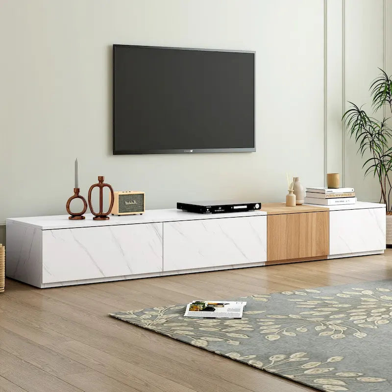 Mueble para TV para televisores de hasta 88, centro de entretenimiento moderno de combinación libre con 4 cajones de almacenamiento