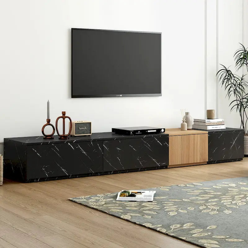 Mueble para TV para televisores de hasta 88, centro de entretenimiento moderno de combinación libre con 4 cajones de almacenamiento
