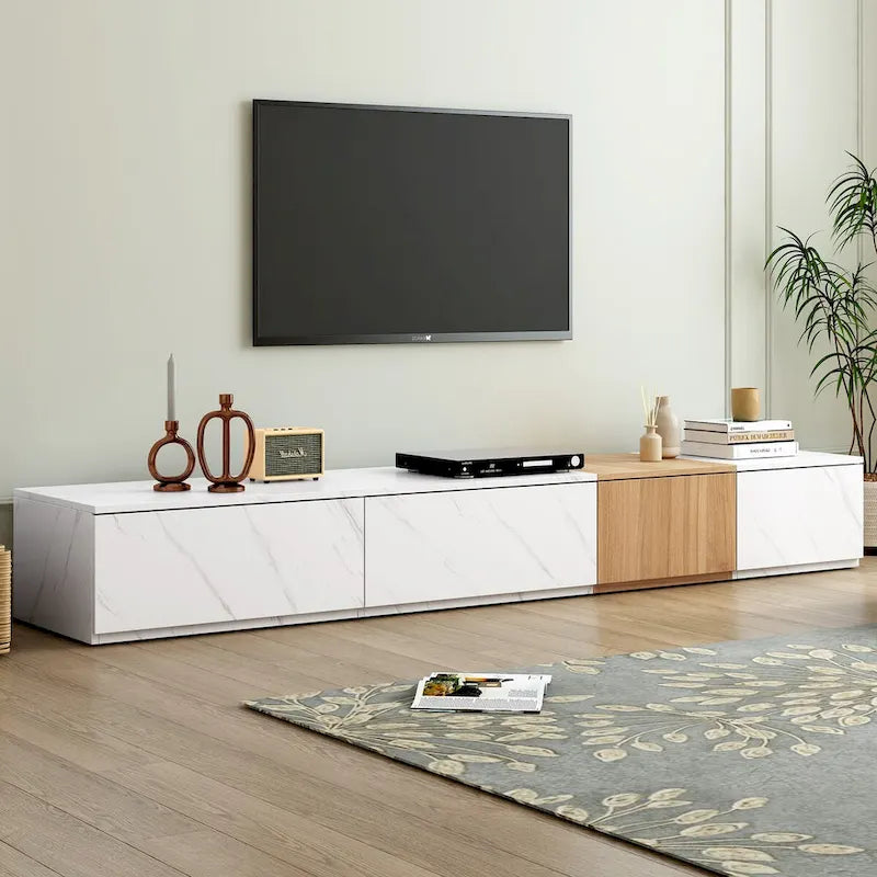 Mueble para TV para televisores de hasta 88, centro de entretenimiento moderno de combinación libre con 4 cajones de almacenamiento