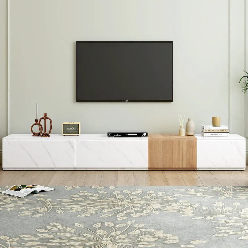 Mueble para TV para televisores de hasta 88, centro de entretenimiento moderno de combinación libre con 4 cajones de almacenamiento