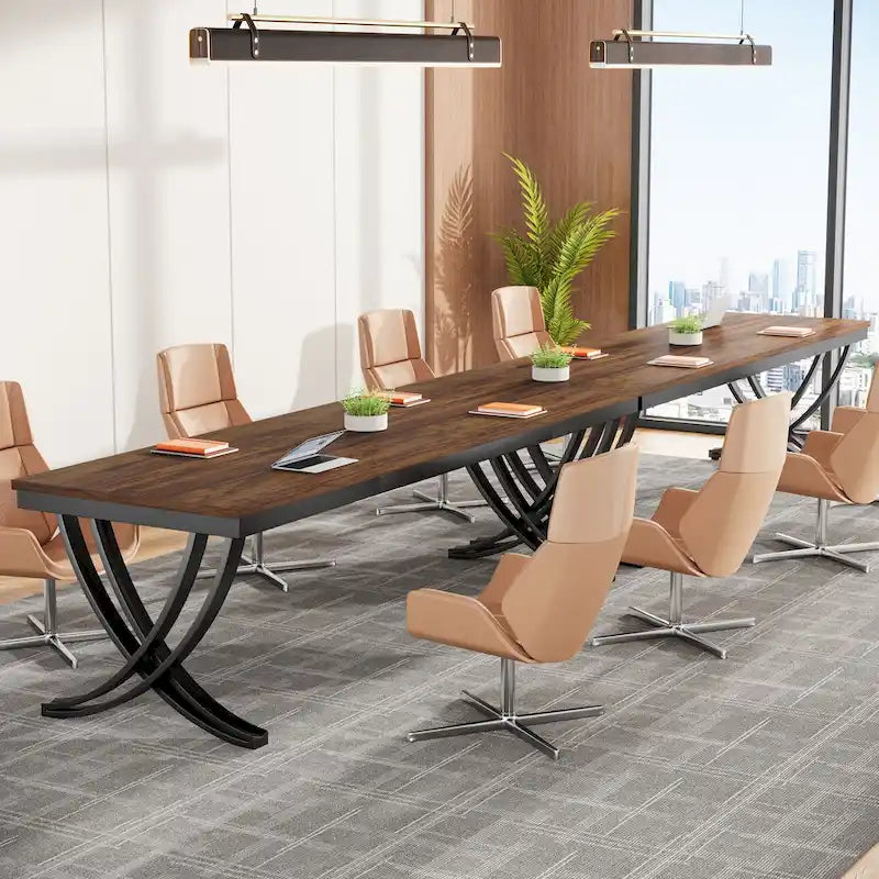 Juego de mesa de conferencias, reuniones y seminarios de 6.5FT para 8-12 personas (juego de 2)