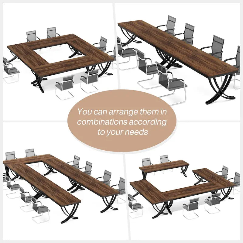 Juego de mesa de conferencias, reuniones y seminarios de 6.5FT para 8-12 personas (juego de 2)