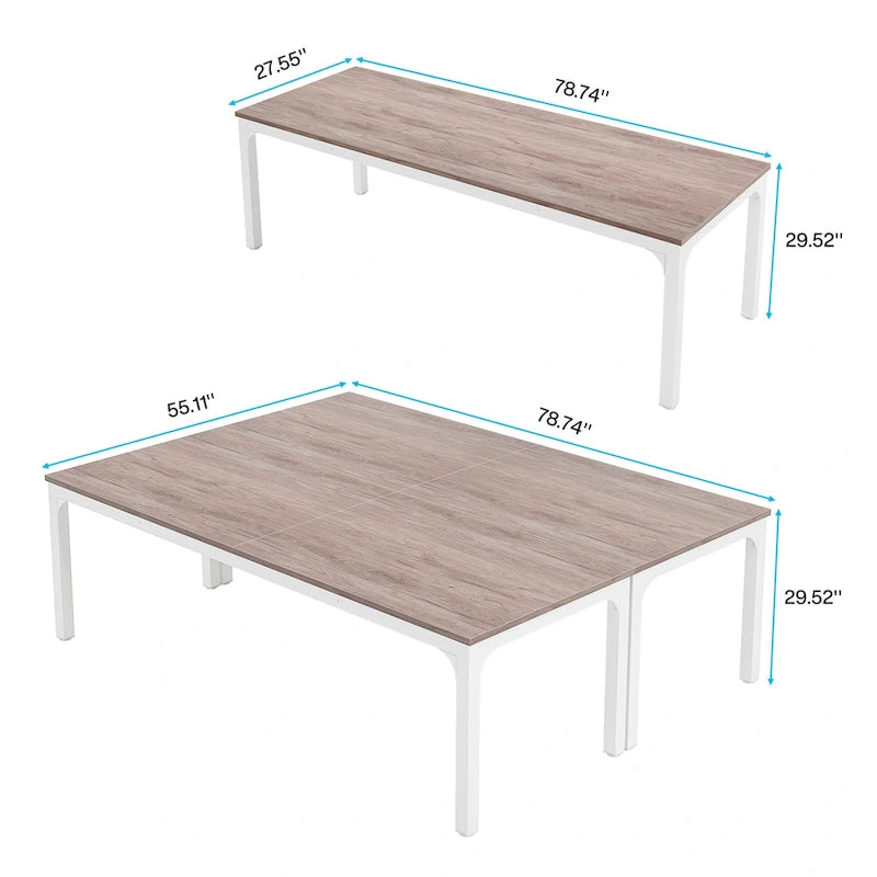 Juego de mesa de conferencias, reuniones y seminarios de 6.5FT para 8-12 personas (juego de 2)