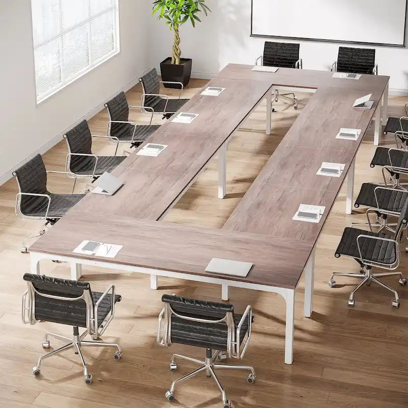 Juego de mesa de conferencias, reuniones y seminarios de 6.5FT para 8-12 personas (juego de 2)