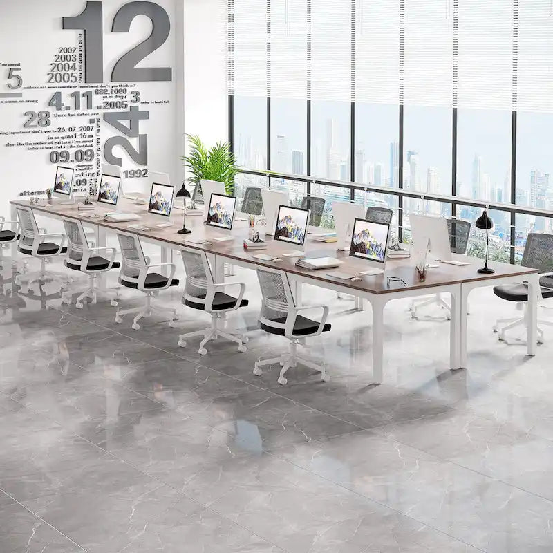 Juego de mesa de conferencias, reuniones y seminarios de 6.5FT para 8-12 personas (juego de 2)