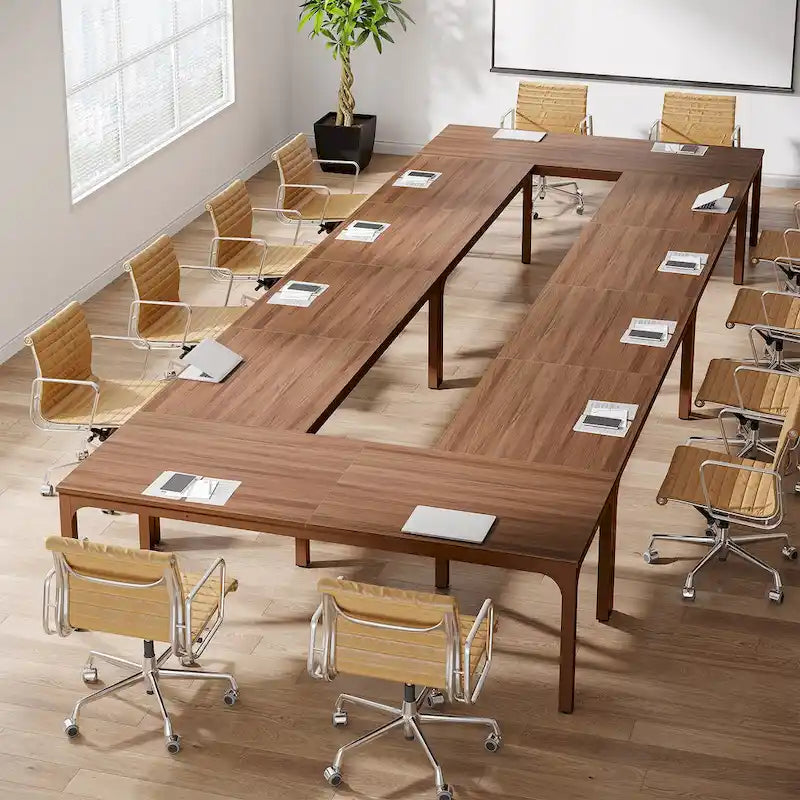 Juego de mesa de conferencias, reuniones y seminarios de 6.5FT para 8-12 personas (juego de 2)