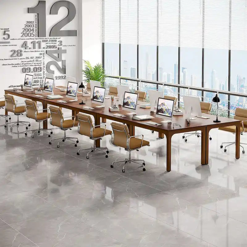 Juego de mesa de conferencias, reuniones y seminarios de 6.5FT para 8-12 personas (juego de 2)