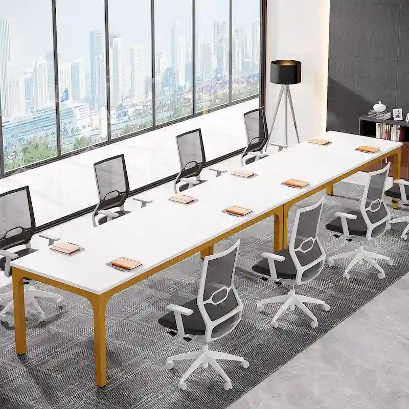 Juego de mesa de conferencias, reuniones y seminarios de 6.5FT para 8-12 personas (juego de 2)