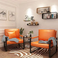 Sillón moderno de cuero naranja con cojín de respaldo acolchado extragrueso, sillón decorativo individual para la sala