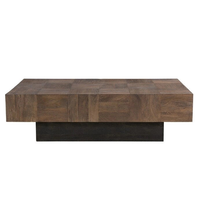 Mesa de centro de madera maciza en marrón oscuro y negro de 59