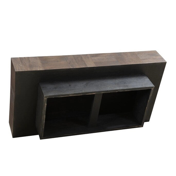 Mesa de centro de madera maciza en marrón oscuro y negro de 59