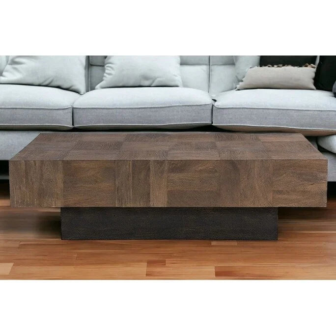 Mesa de centro de madera maciza en marrón oscuro y negro de 59
