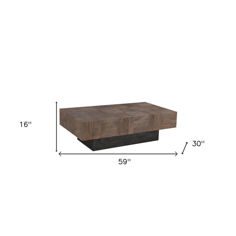 Mesa de centro de madera maciza en marrón oscuro y negro de 59