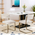 Sillas de comedor modernas con tela de pana, base de metal dorado, sillas de cocina con capitoné acanalado, sillas auxiliares, juego de 2