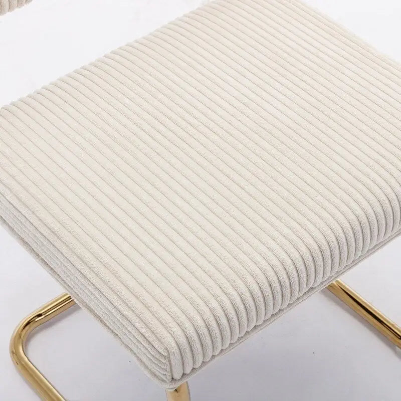 Sillas de comedor modernas con tela de pana, base de metal dorado, sillas de cocina con capitoné acanalado, sillas auxiliares, juego de 2