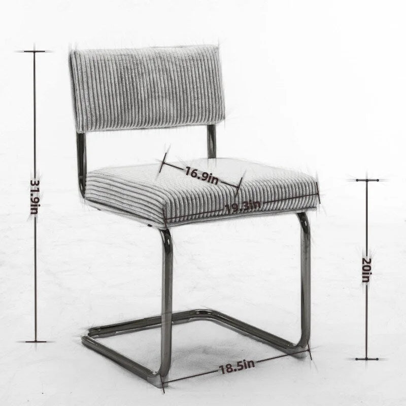 Sillas de comedor modernas con tela de pana, base de metal dorado, sillas de cocina con capitoné acanalado, sillas auxiliares, juego de 2