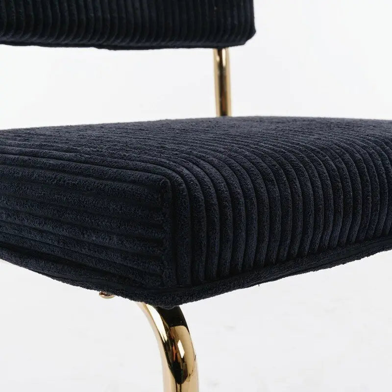 Sillas de comedor modernas con tela de pana, base de metal dorado, sillas de cocina con capitoné acanalado, sillas auxiliares, juego de 2