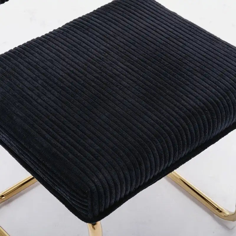 Sillas de comedor modernas con tela de pana, base de metal dorado, sillas de cocina con capitoné acanalado, sillas auxiliares, juego de 2