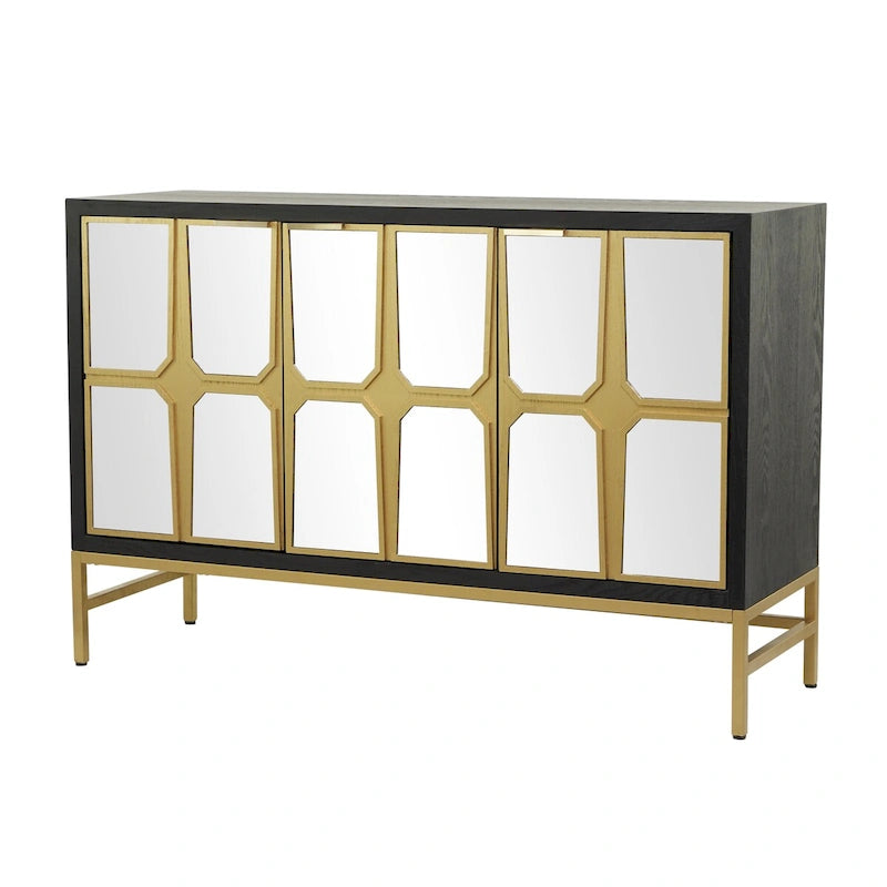 Armario de madera para habitación con frente de espejo - dorado o negro